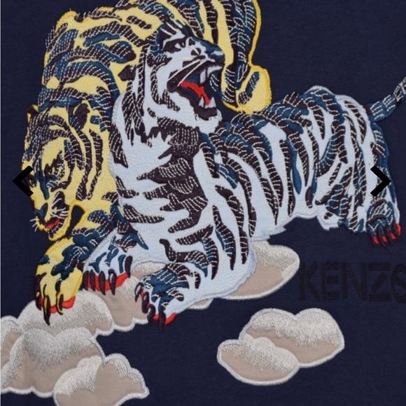 Kenzo Paris Vintage Navy Pullover Logo Hoodie Sweatshirt Embroidered Tigers XL - Picture 5 of 16